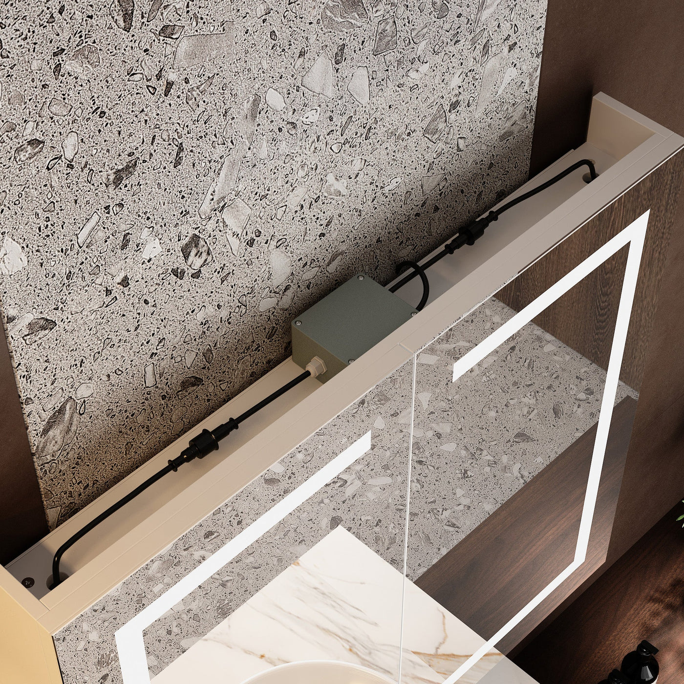 35.4" Modern Frameless Medicine Cabinet with Mirror and 3 Shelves