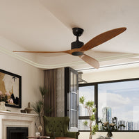 65" Modern Walnut Ceiling Fan with 3 Wood Blades