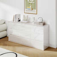 White 9-drawer dresser with minimalist design
