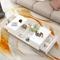 47.4" Modern Minimalist White Coffee Table with Storage And LED Lighting