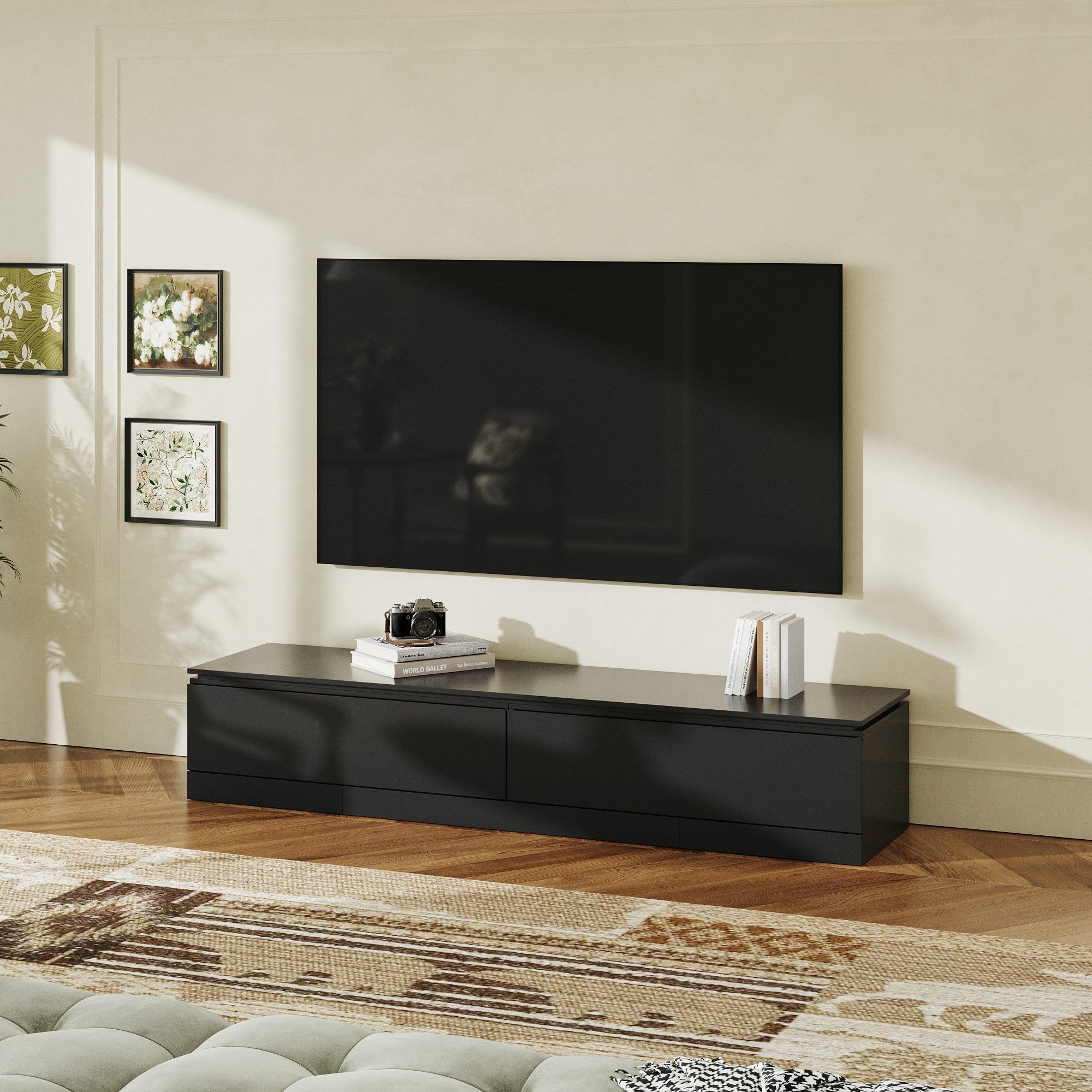 63'' W To 93.7'' W 2-Drawer Extendable TV Stand Media Center
