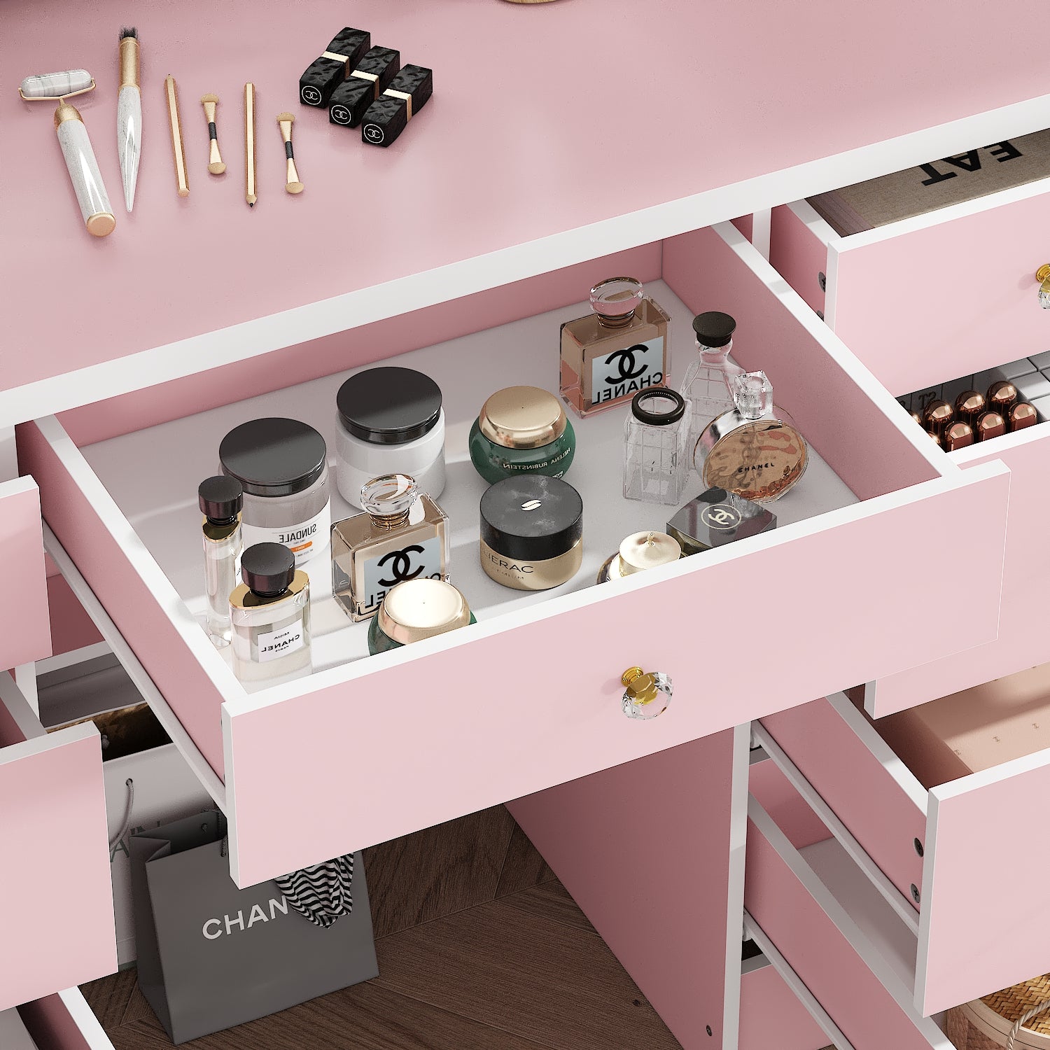 Home Makeup Dressing Table with Mirror & Lamp