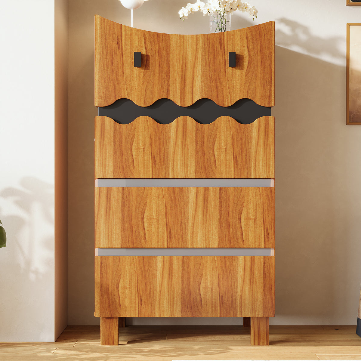 23.6" Playful Brown Monster-Themed Storage Cabinet with 4 Drawers