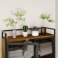 31.5" Industrial Brown Toilet Storage with Mesh Doors
