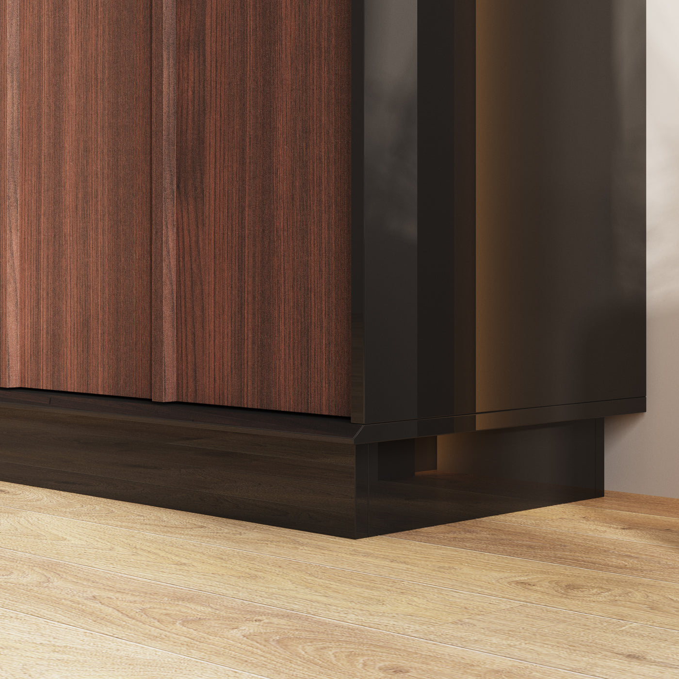 59.1" Modern Brown Sideboard Buffet with Integrated Track Socket & 3 Drawers
