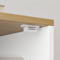 21.7" Modern White Multi-Functional Cat Condo Cabinet with Feeding Station and Storage