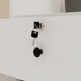 47.2 inches White Reception Desk with Metal Pegboard, Locking Drawers and Large Storage