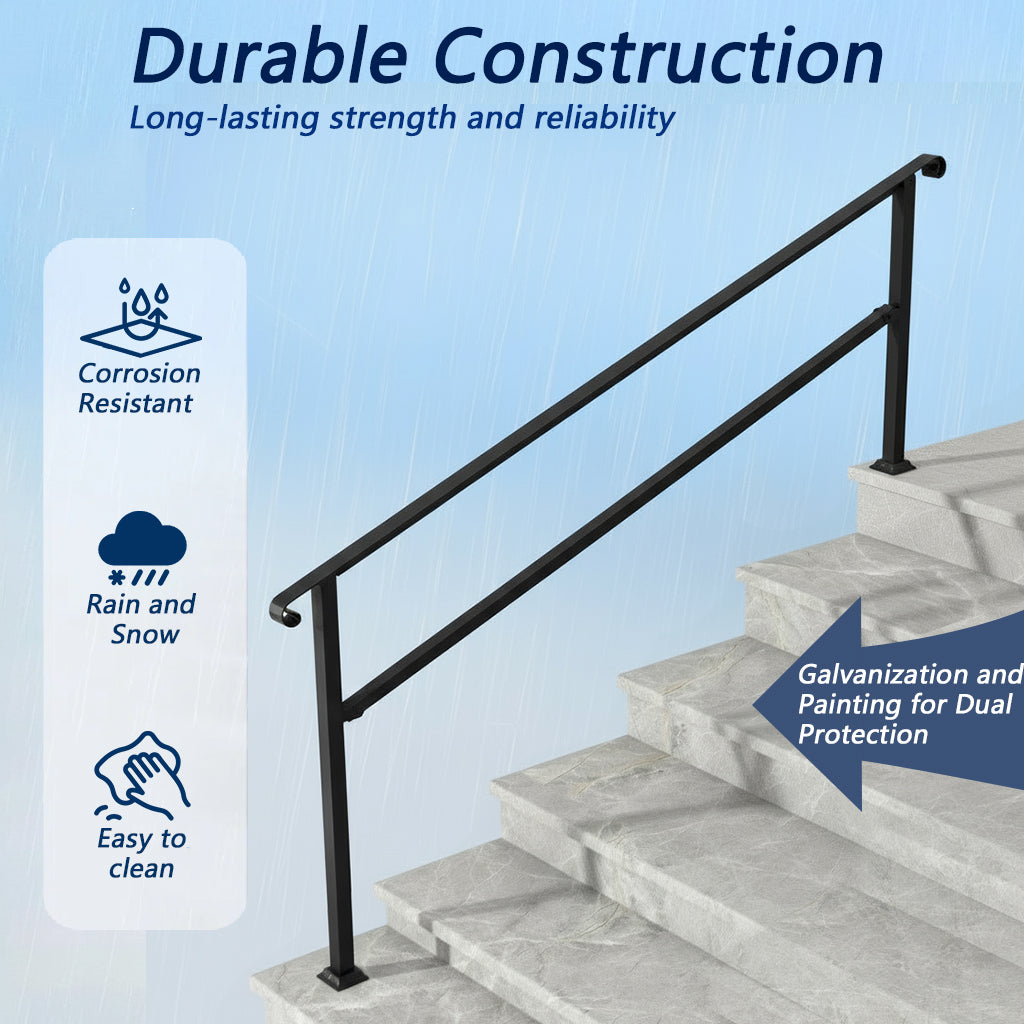 82.3" Modern Matte Black Stair Banister with Adjustable Angle