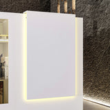47" Modern Minimalist White LED Reception Desk With Open Shelving And Storage Compartments