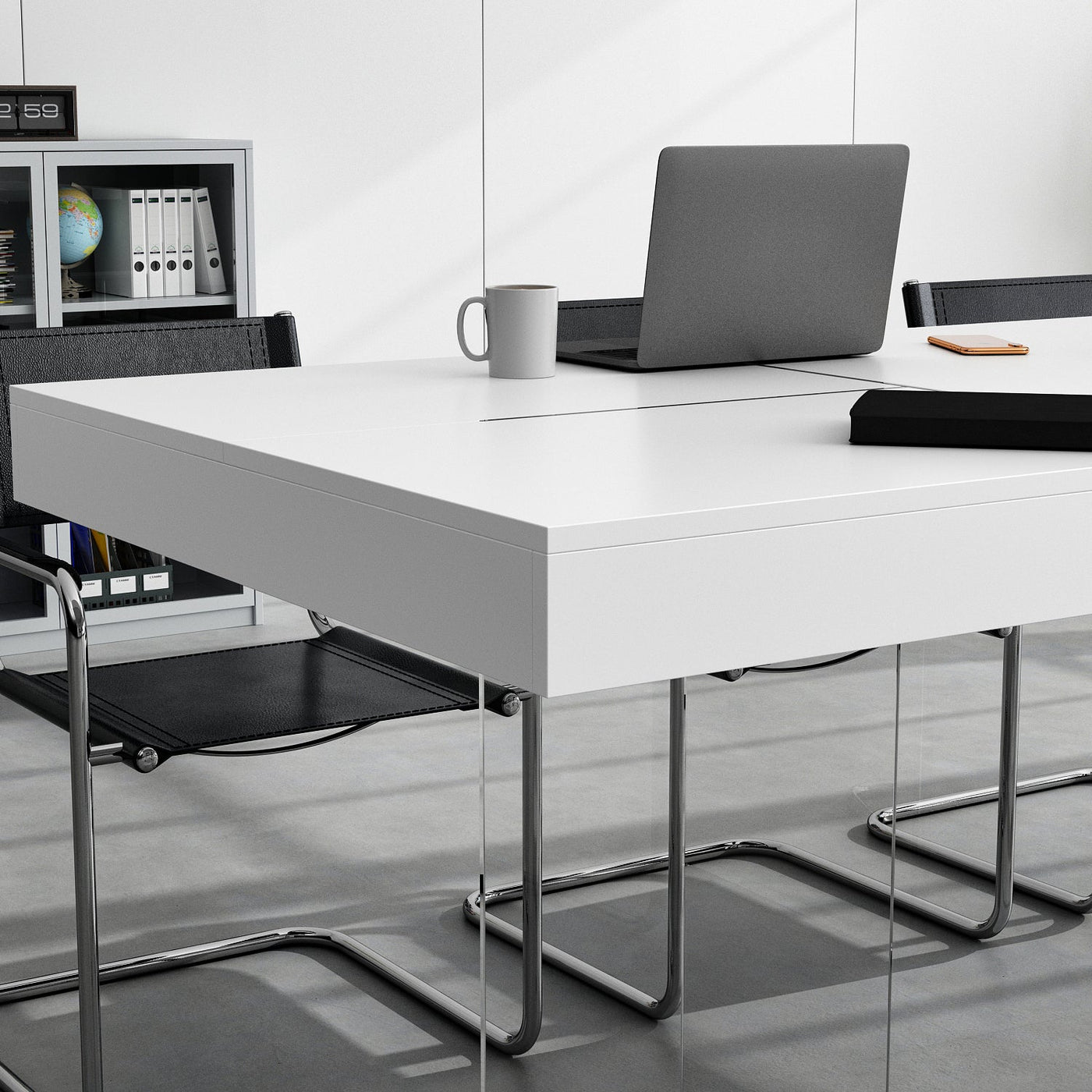 78.7" Modern Minimalist White Writing Desk With Glass Base