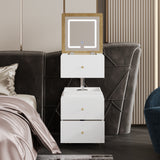 23.6 inch 360° Rotating White Makeup Vanity with Flip-Top LED Mirror & Adjustable Height