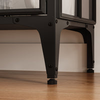 70.9" Black Glass Display Cabinet with LED Lighting