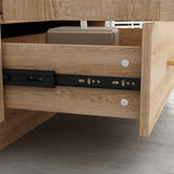 29.9 inches Modern Oak Bathroom Vanity Cabinet with White Stone Vessel Sink