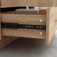 29.9" Modern Oak Bathroom Vanity Cabinet with White Stone Vessel Sink