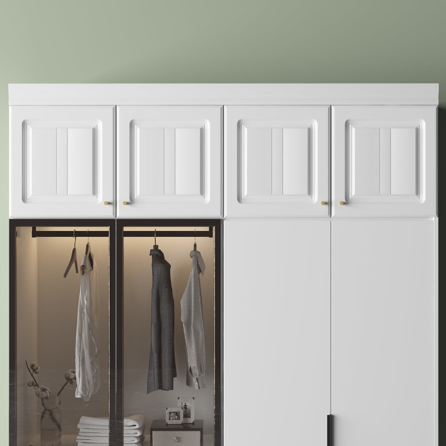 Family Cabinet Wardrobe Bedroom Armoire Home Closet 4 Doors and Drawers