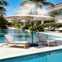 118" Double-Sided Patio Umbrella with Misting System  and Base