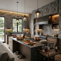 Light Gray Rough Faux Stone Wall Panel Set of 5, Indoor & Outdoor Lightweight Decor Wall Panels