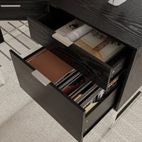 70.8" Modern Black L-Shaped Computer Desk With 4 Standard Drawers, 1 File Drawer
