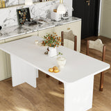 74.8 inches Modern Minimalist White Dining Table With Arched, Openwork Legs