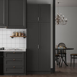 90.6 inch Tall Black Kitchen Pantry Cabinet with 4 Doors and Adjustable Shelves