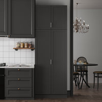90.6" Tall Black Kitchen Pantry Cabinet with 4 Doors and Adjustable Shelves