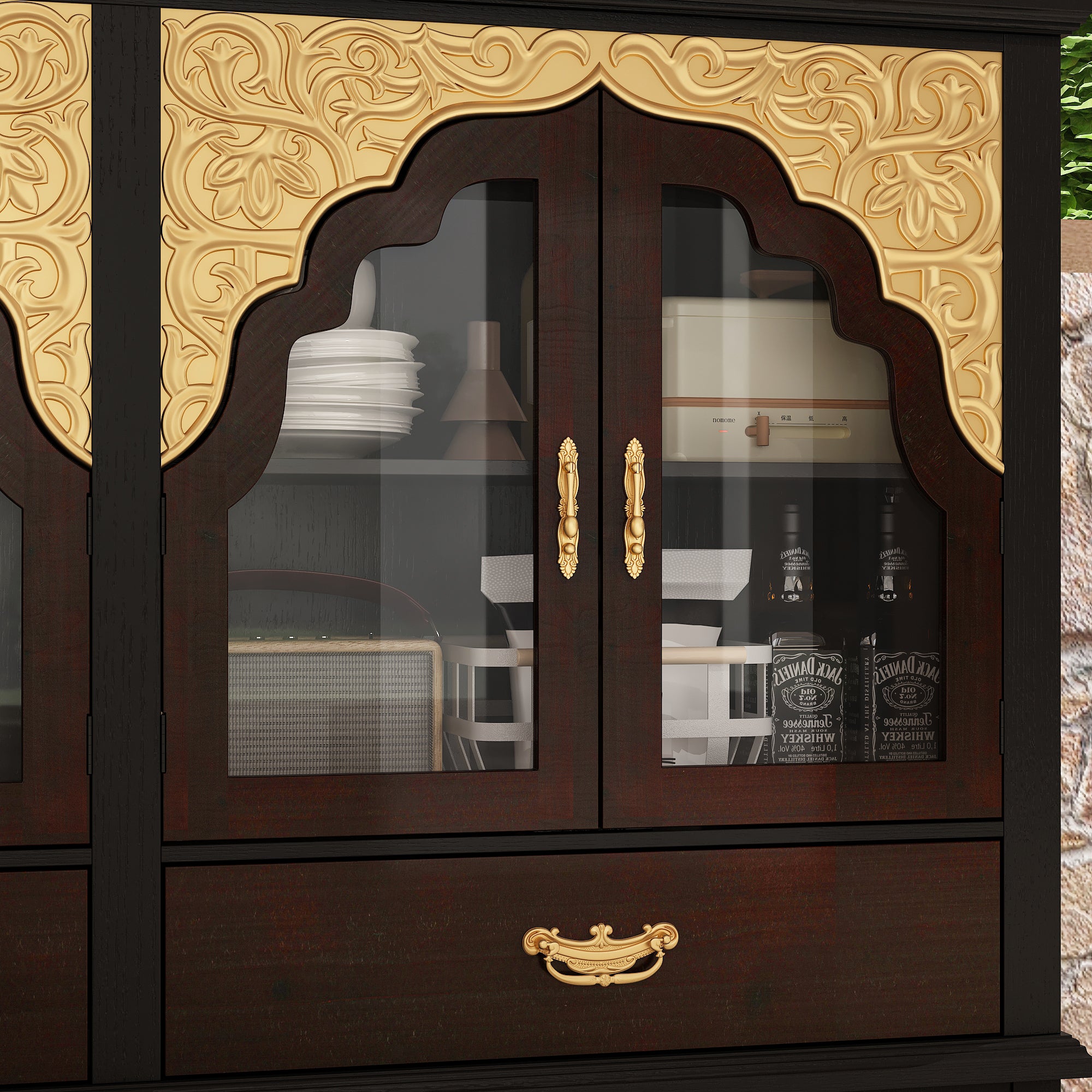 Elegant Soild Wood Modern Sideboard With 2 Doors And 2 Drawers, 39.4” Storage Cabinet With Adjustable Shelves, Versatile Console Table For Living Room Or Dining Room