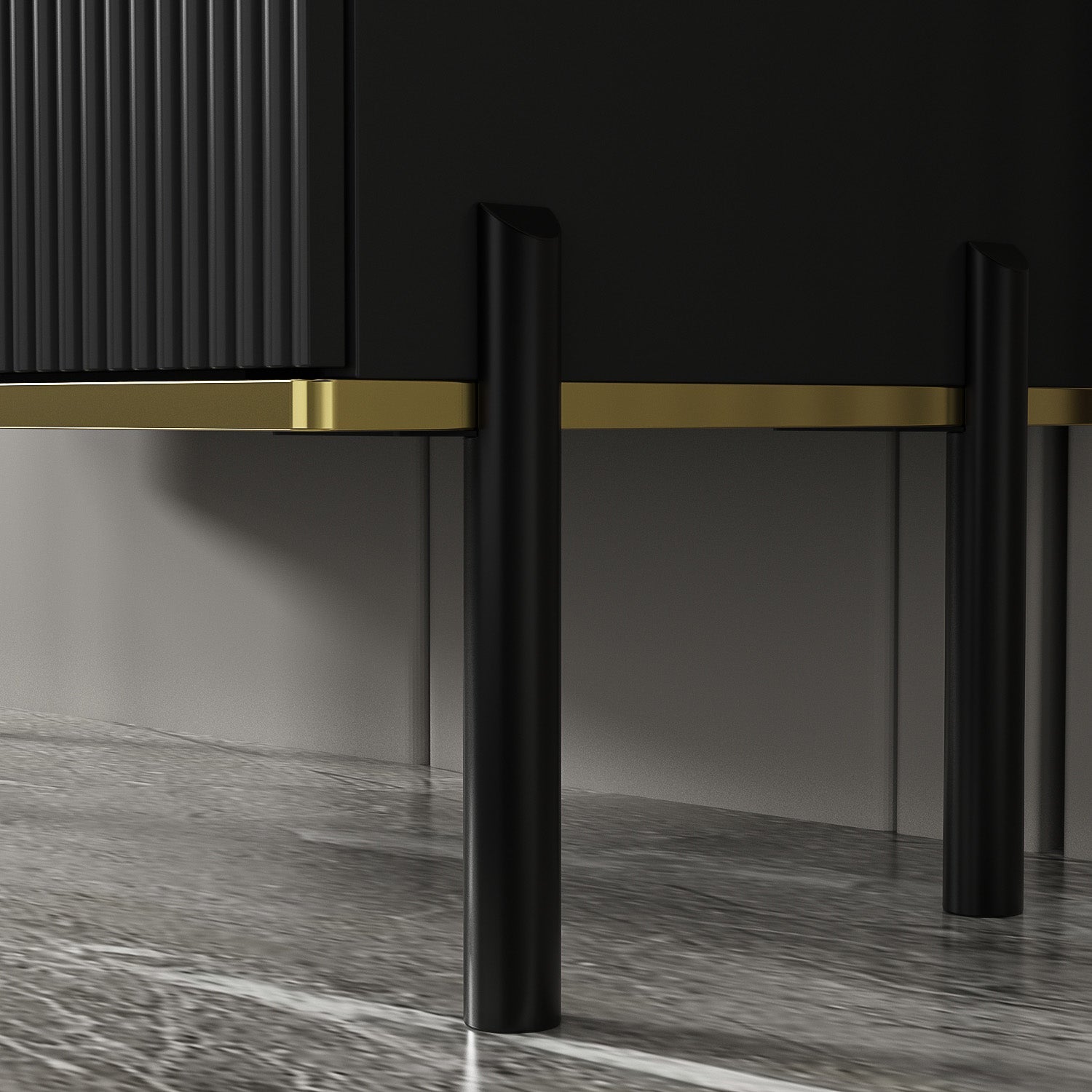 Wide Sideboard Buffet Storage Cabinet in Black with Drawer & Pop-up Doors