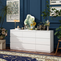 102.4" Modern White Convertible Vanity Table Makeup Vanity With 9 Drawers