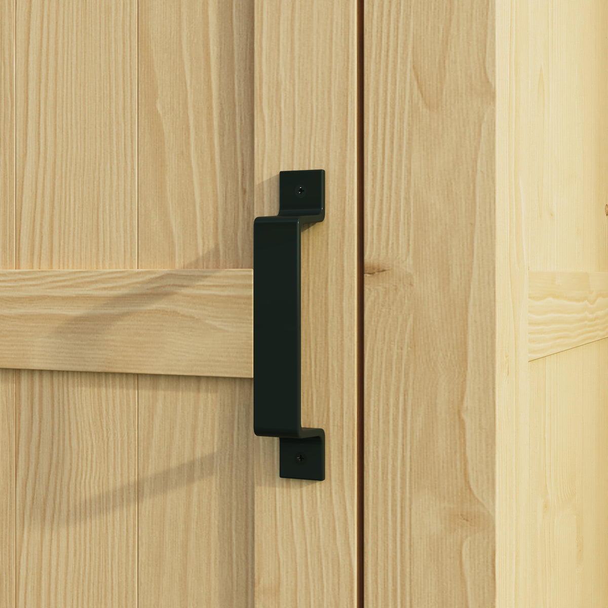 Wooden door with a black handle