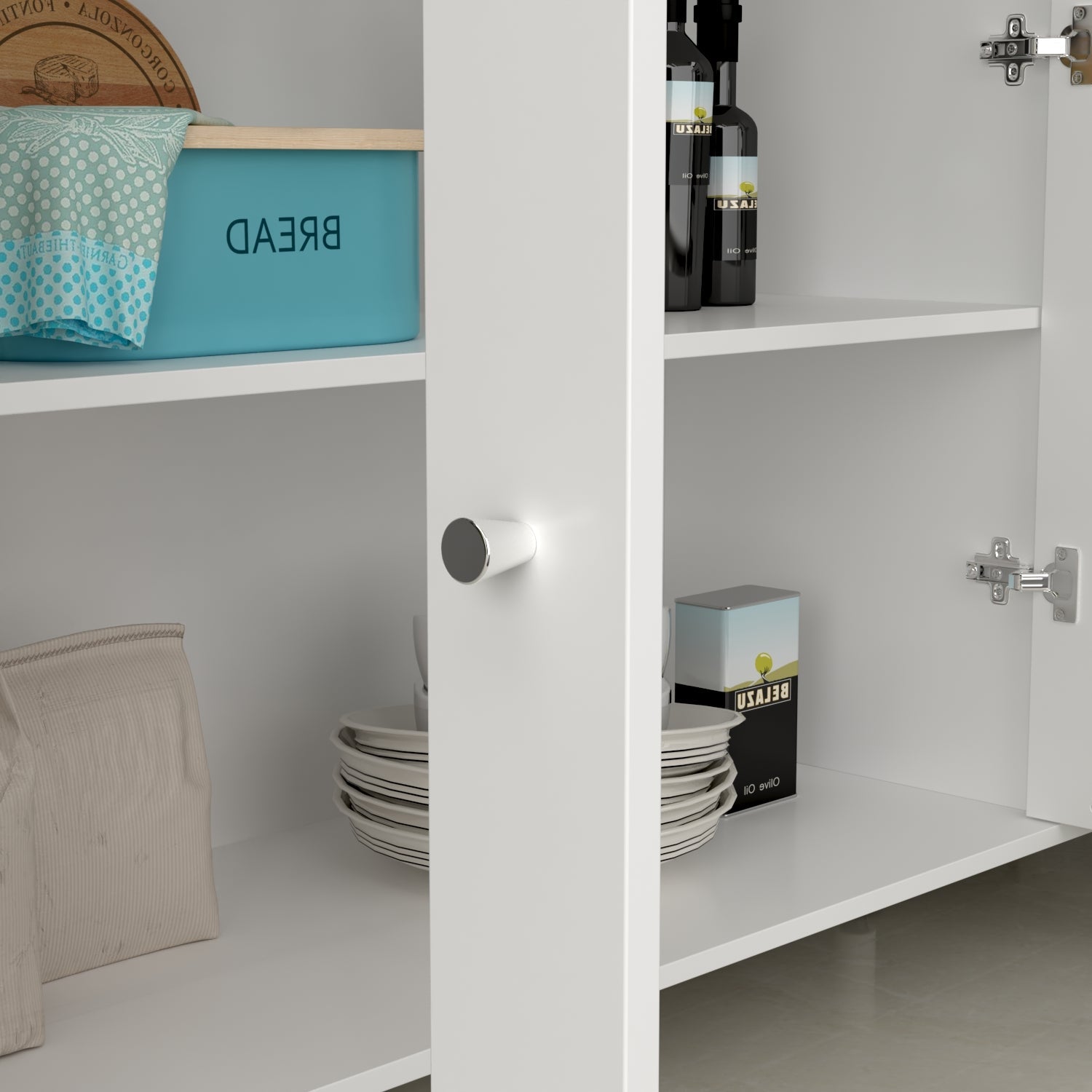 Storage Sideboard Cabinet Cupboard with Drawers and Glass Doors for Kitchen Organization