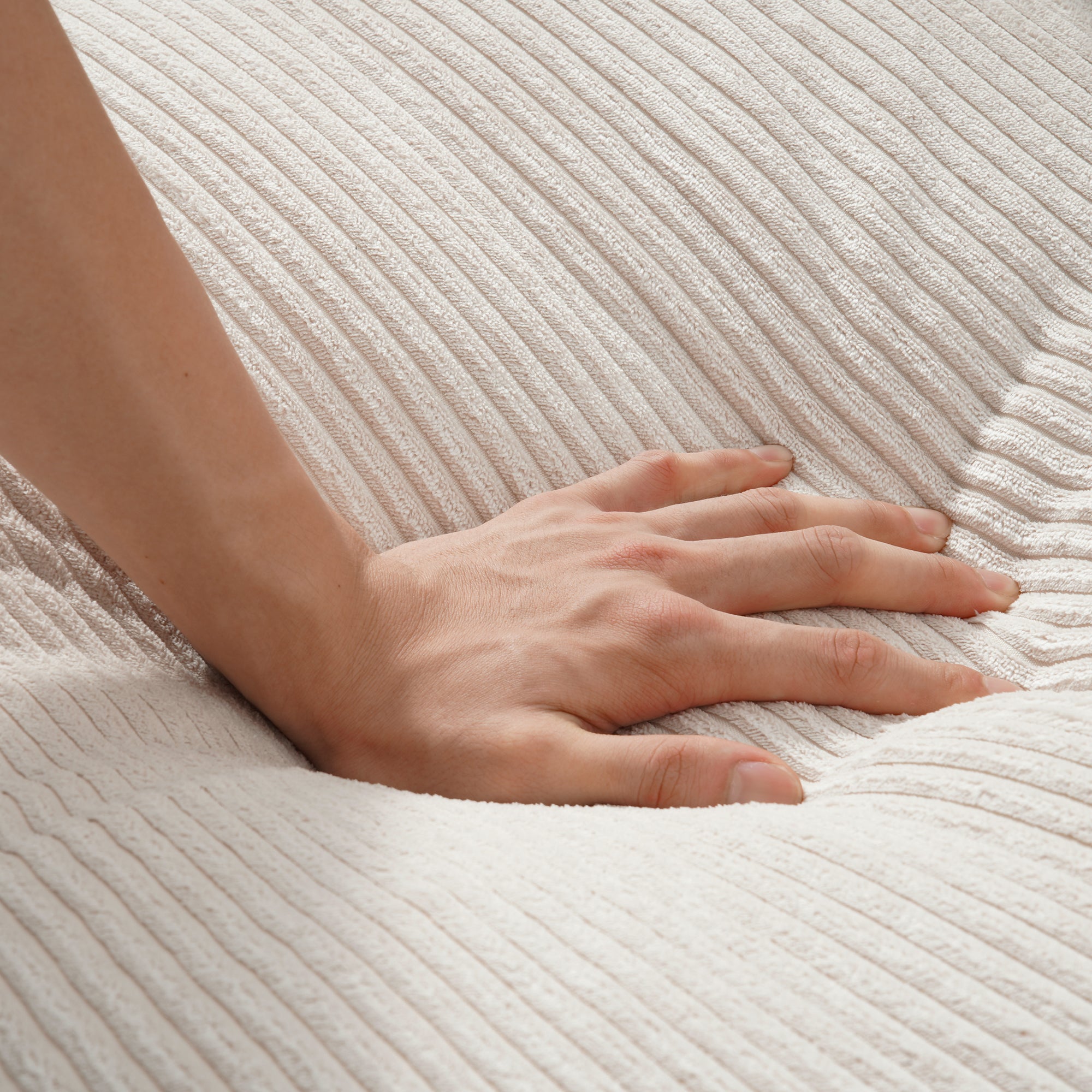 112" L-Shaped Modular Sectional Sofa with Ottoman, Corduroy Cloud Couches with Memory Foam and Pillows Sets, Upholstered 3-Seater Sofa for Living Room