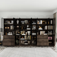 Geyma 141.7" Extra Wide Display Cabinet with 6 Drawers and LED Lights