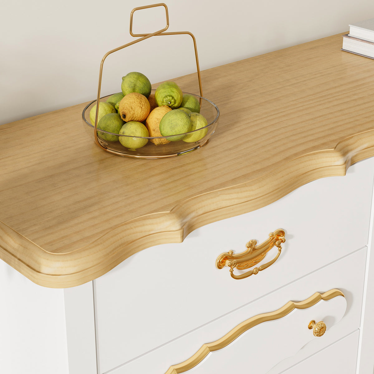 47.2" Elegant White 12-Drawer Accent Chest with Gold Handles