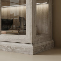 68.5" Modern Display Bookcase with 4 Glass Doors and Lights