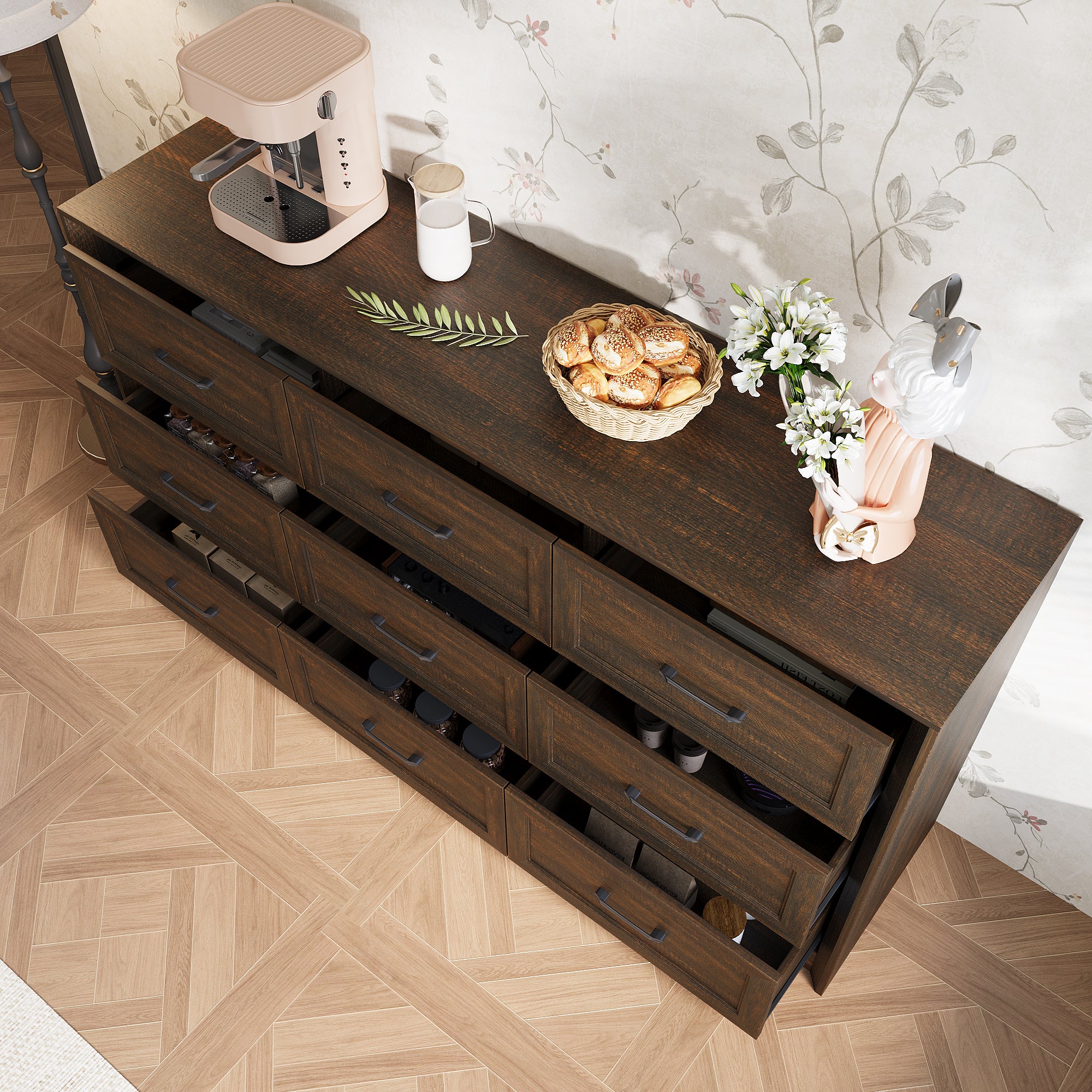 3-Drawer & 2-Door Accent Cabinet Storage Solution For Entryway, Living Room & Bedroom