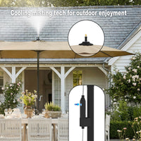 118" Double-Sided Patio Umbrella with Misting System  and Base
