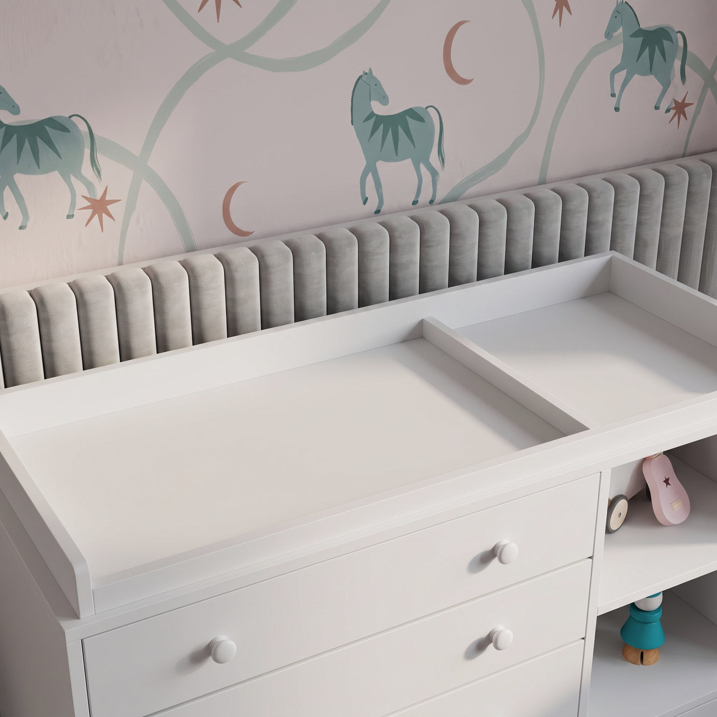 47.2" Modern White Nursery Storage Dresser Chest Changing Table