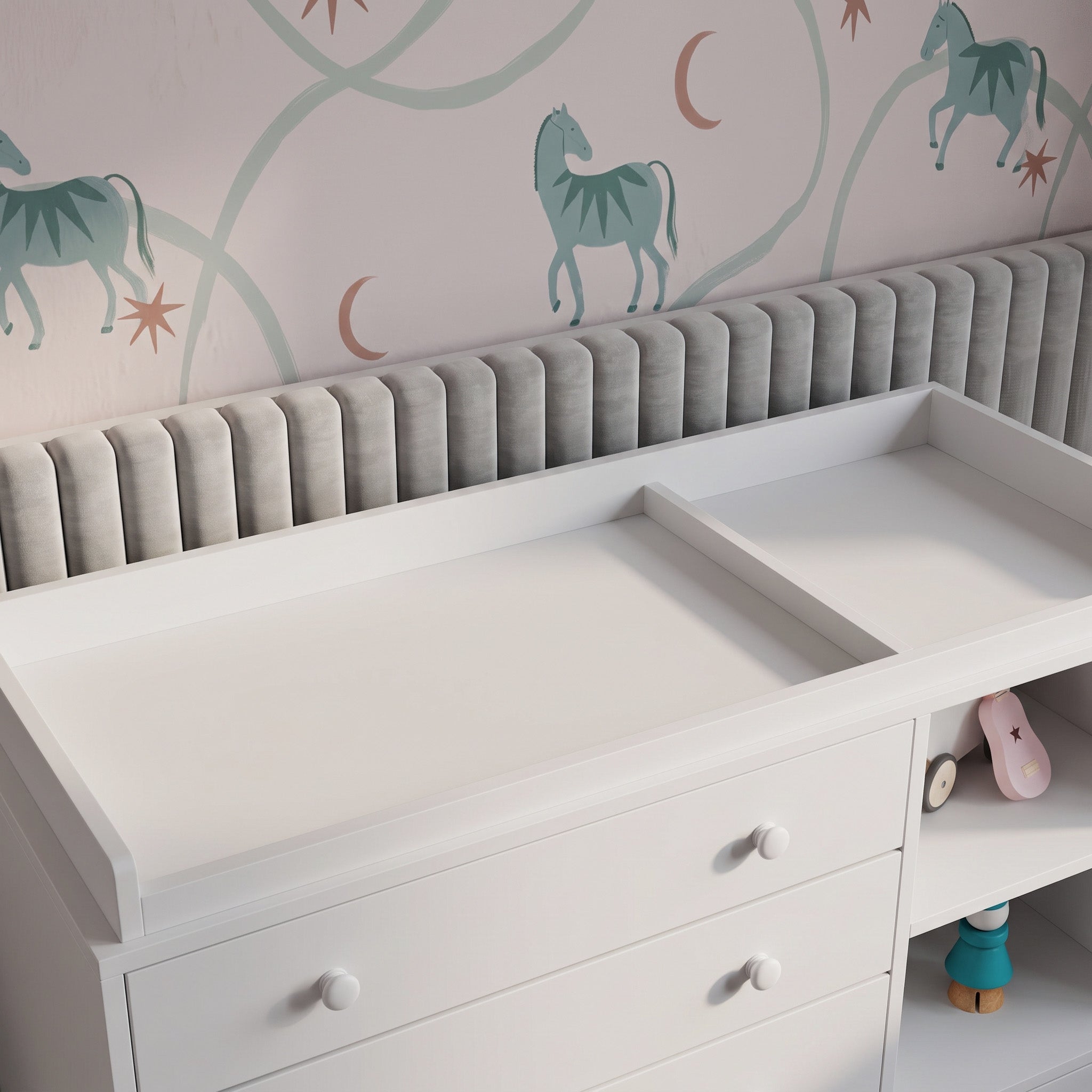 47.2" Modern White Nursery Storage Dresser Chest Changing Table