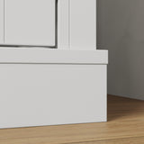 31.5 inch Contemporary White China Cabinet with Glass Doors & Drawers
