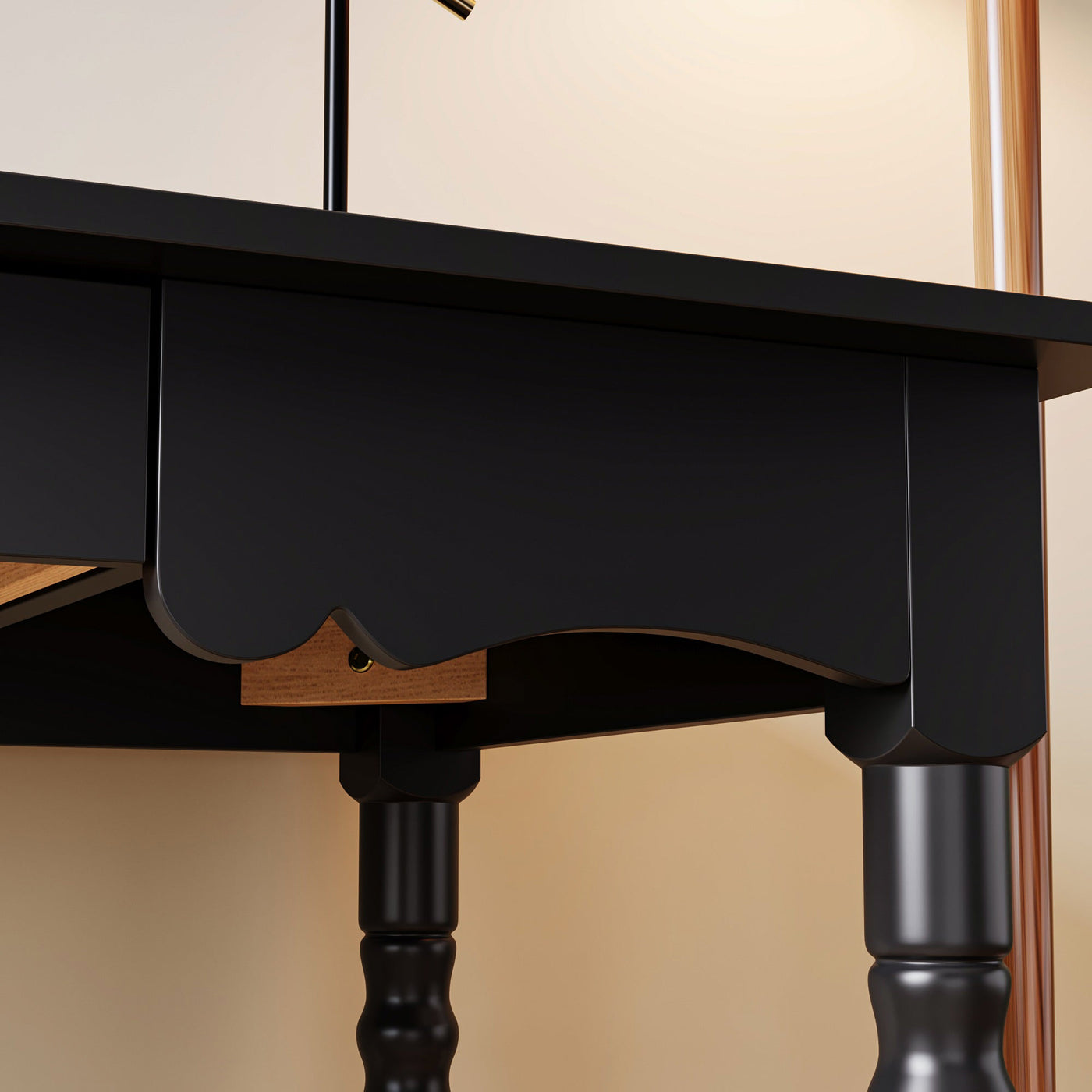 47.2" Modern Black Rectangle Writing Desk with Drawer and Alien Shaped Design