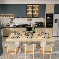 78.7" Modern Natural Rectangular Dinning Table With Two Marble Legs