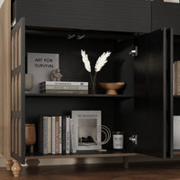 59" Mid-century Black Sideboard with 2 Drawers and 4 Doors