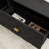 47.2" Modern Black Coffee Table with 4 Drawers