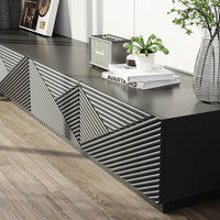 78.7" Modern Black Media Console TV Stand with Drop-Down Doors