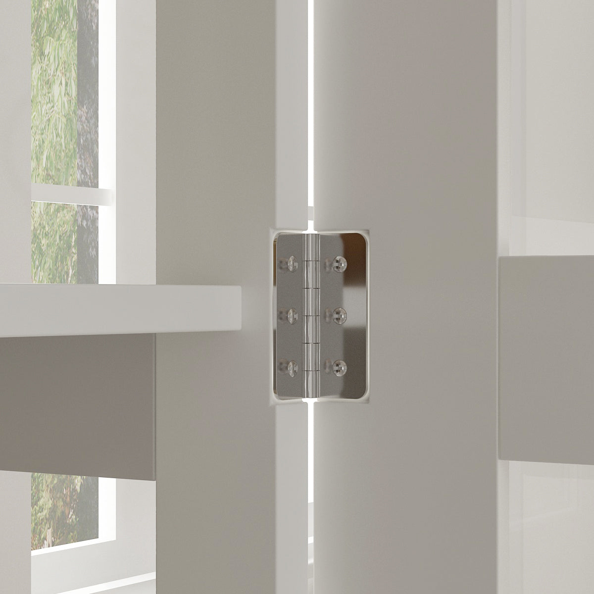 31.5" Modern Minimalist White Lacquer Bookcase with Glass Doors