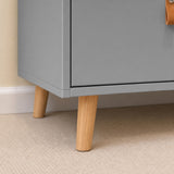 44.9" Modern Minimalist White/Wood 4-Drawer Nursery Changing Table Dresser