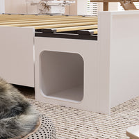 80.7" Modern Beige Storage Bed with USB Port and Light Strip