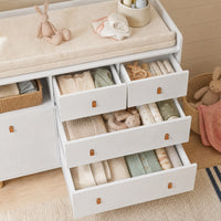 45" Modern White/Grey Changing Table Dresser with 4 Drawers and Open Shelf