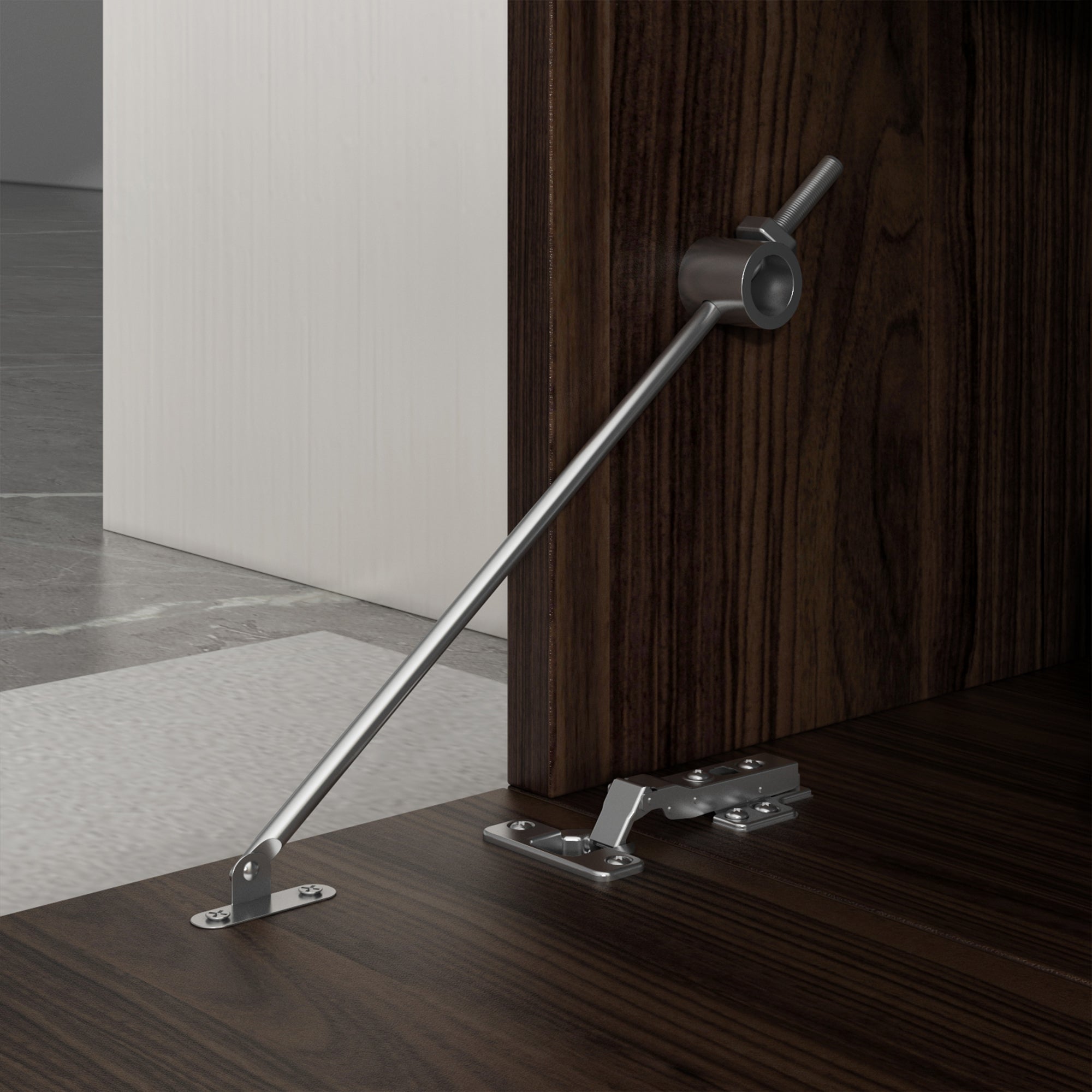 Four-door Wood Grain-color Entertainment Center with Pull-Down Doors - 95.7"W