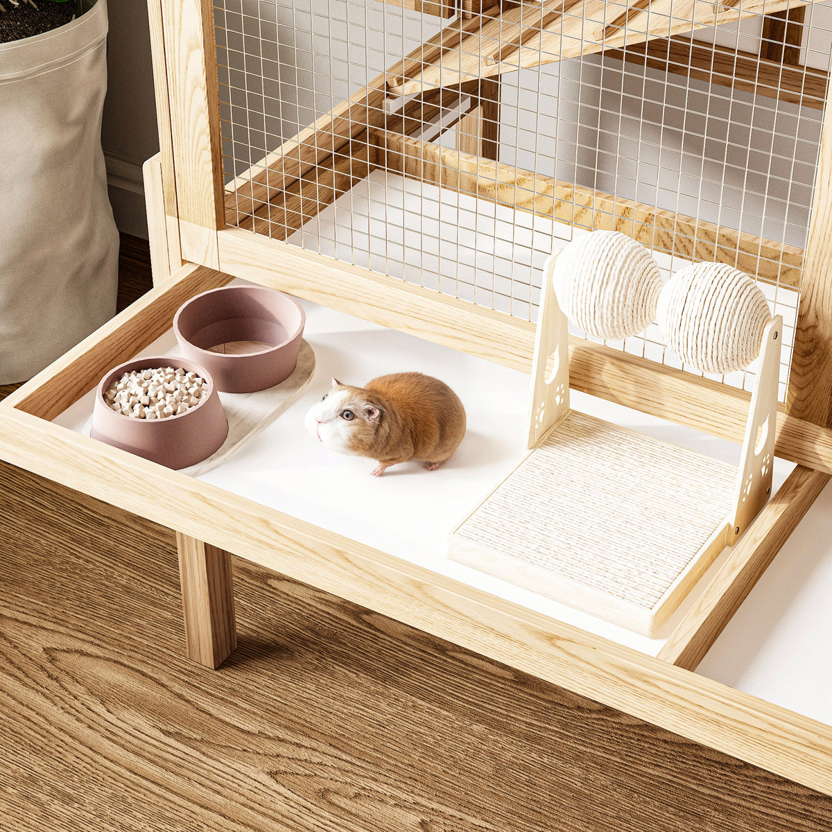 34.9" Elevated Small Animal Cage with 2 Level Play Area
